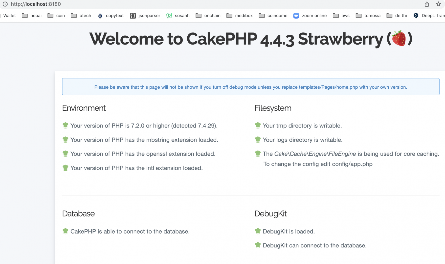 Install cakephp framwork success